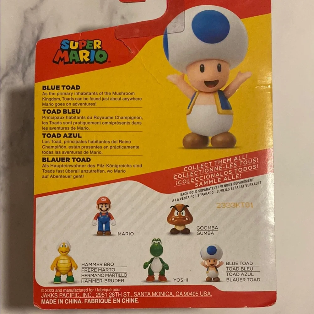 Jakks Pacific Super Mario Blue Toad Action Figure Collectible Toy NEW